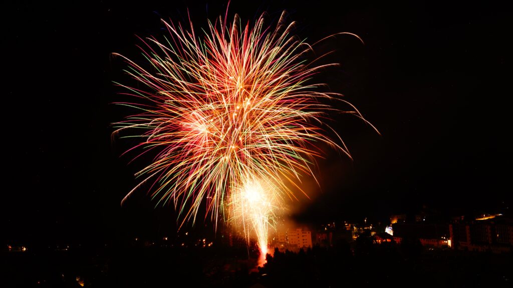 Photo paysage feu d'artifice