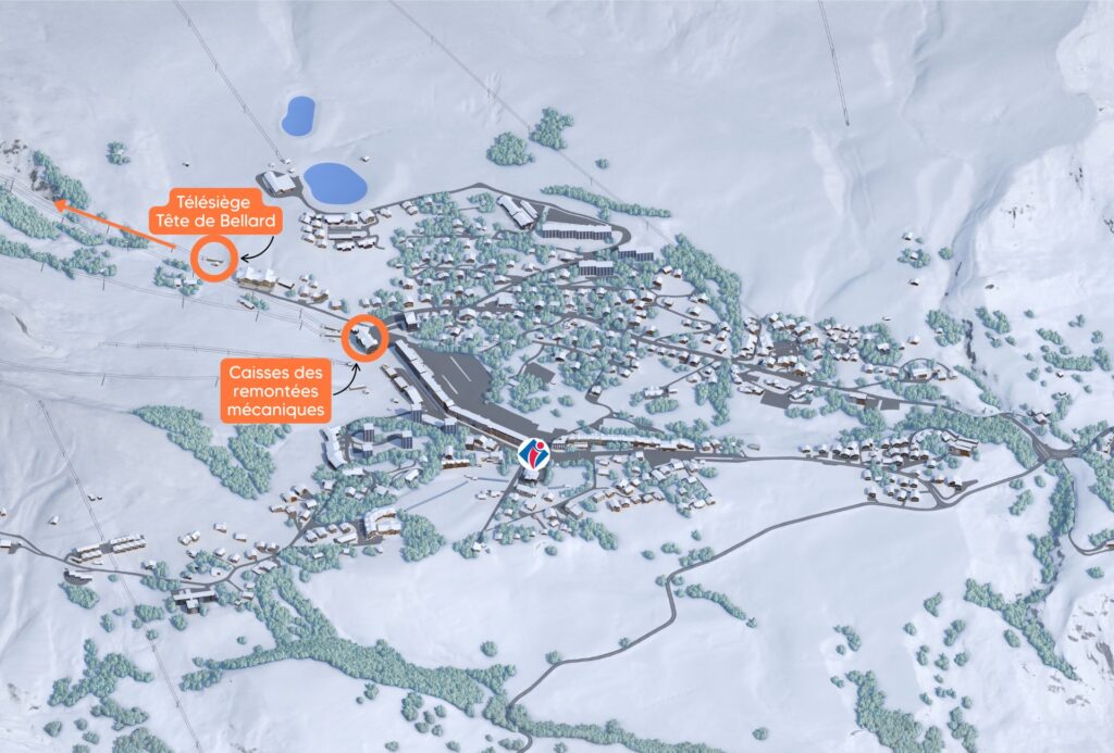 Kaart met het vertrekpunt van de route Les Crêtes