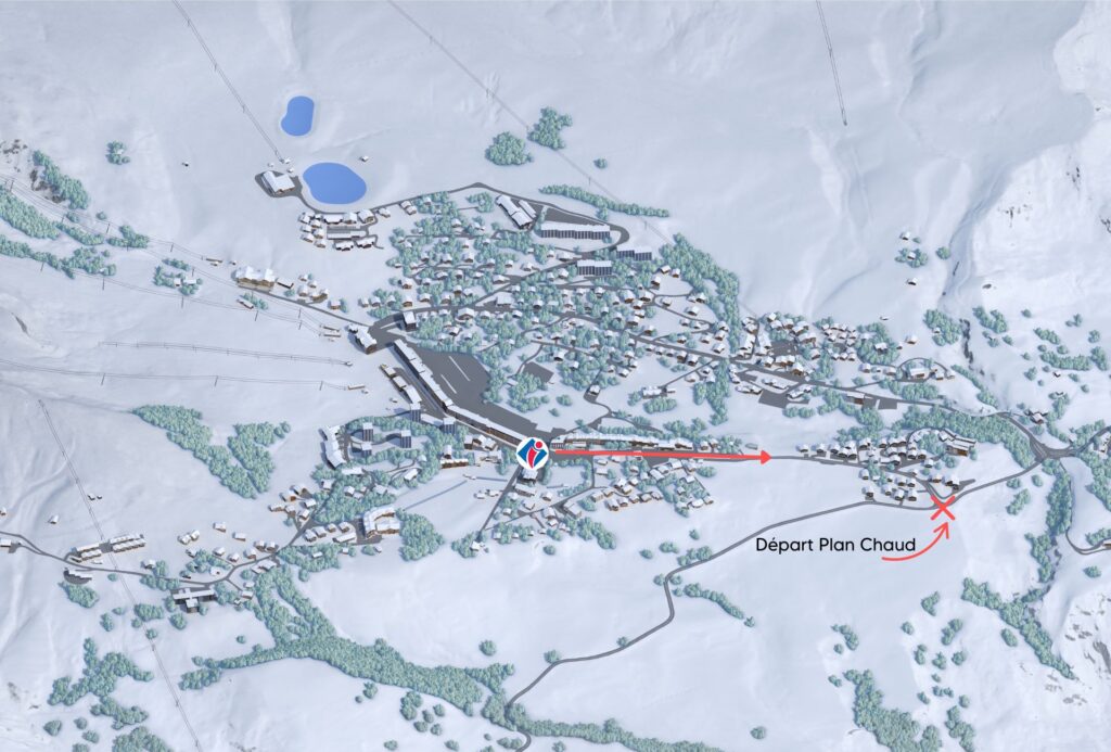 Kaart met het startpunt van de route Plan Chaud